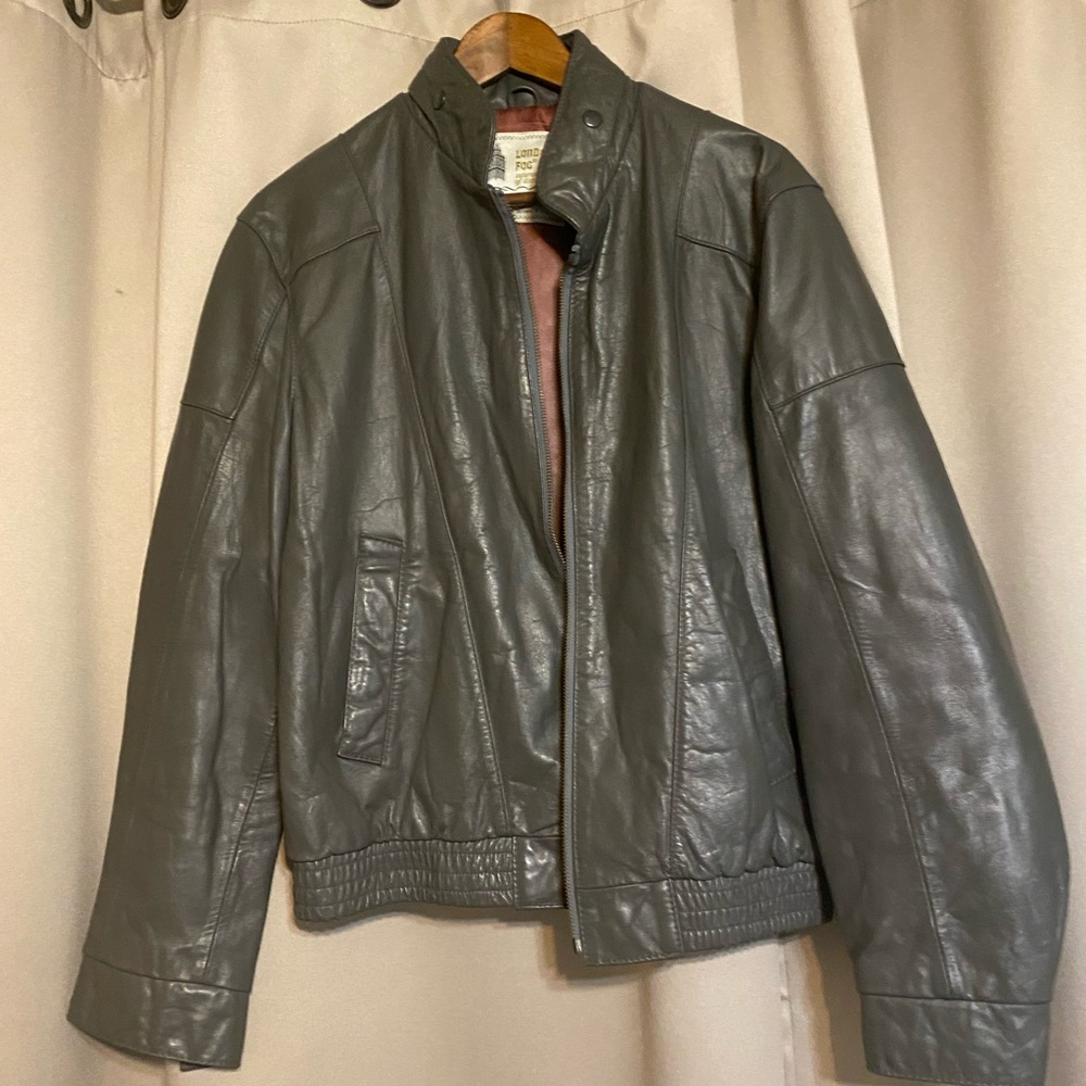 Grey London Fog Genuine Leather Jacket 40R